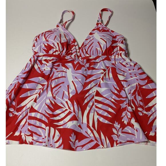 Kona Sol Tankini Swimsuit Bikini Sharkbite Hem Top Layered Leaf S Full Coverage - Picture 1 of 9